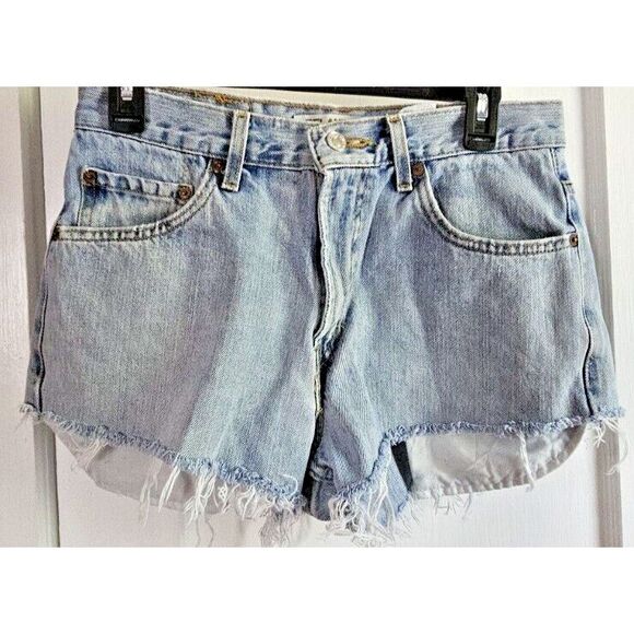 Vtg Levi's 550 Egypt made relaxed fit Red Tag distressed Shorts‎ Waist30 blue - Picture 1 of 5